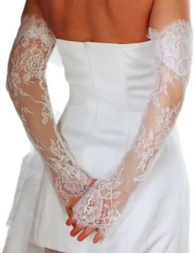 TQUXNGA Transparente Hochzeits Armstulpen Für Braut Und Abendparty Durchsichtige Fingerlose Spitzen Blumenhandschuhe Für Besondere Anlässe. Armstulpen Für Frauen