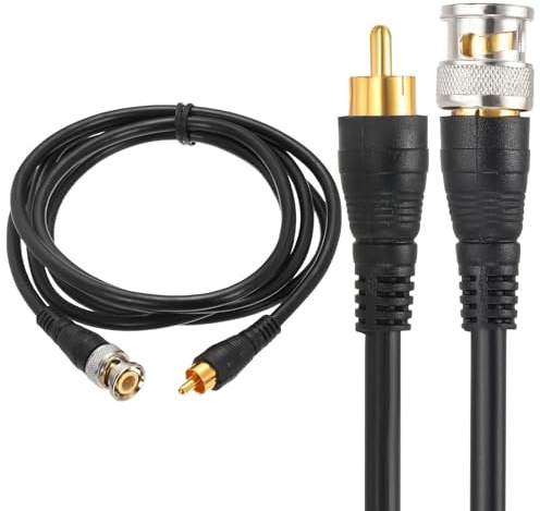 sourcing map BNC Male to RCA Male Coaxial Cable, 1.5M RG59 75-3, Black | Video Cable Extension Connector for DVR CCTV Camera Security System Monitor Video Connection