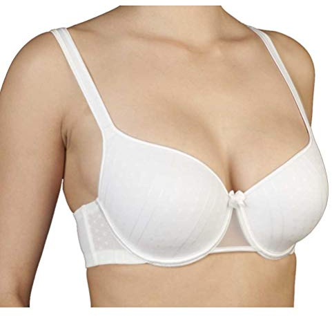 Selene, Sujetador para Mujer con Aros y Copas Acolchadas, Decoración de Encaje Bicolor, Colección Nicole, Color Blanco, Talla 100C