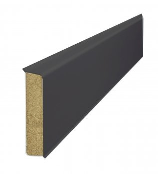 Cubu Kransen-Floor Flex Life anthrazit - 60mm hohe Holzkernsockelleiste mit Polyblend-Ummantelung für Vinylboden, Laminat und PVC Abschlussleiste Wandabschlussprofil Paket a 25m