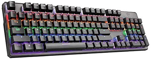 Trust Gaming 22633 GXT 865 Asta Teclado Mecánico Gaming Switch Red, Teclado Alámbrico con Retroiluminación, Anti Ghosting N-Key Rollover, Teclado para PC, Ordenador Portátil, Negro