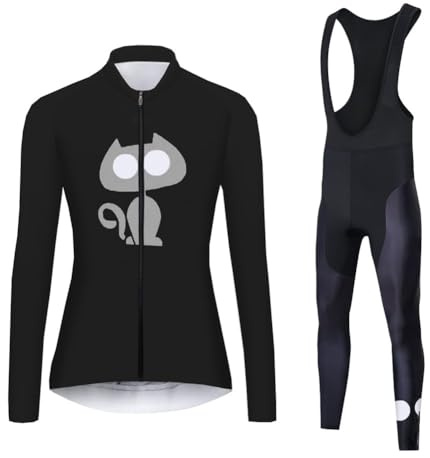 UGLY FROG Fahrradbekleidung Set Damen Verdickte Radtrikot Fahrradtrikot Langarm + Fahrradhose Lang mit Sitzpolster, Wärmehaltung/Fleece/Warm/Hochelastisch （Zwei Stücke XS-6XL