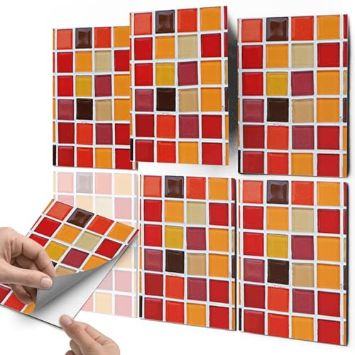 CREATISTO Fliesenaufkleber Fliesenfolie Mosaikfliesen - Hochwertige Sticker Aufkleber für Wandfliesen I Klebefliesen Deko Folien für Fliesen in Küche u. Bad/Badezimmer (15x20 cm I 48 -Teilig)