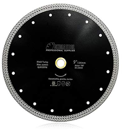SHDIATOOL Diamond Cutting Disc 230mm Tile Cutter Blade with Mesh Turbo | 230 x 22.23/15.875mm Porcelain Cutting Disc for Ceramic Granite Marble 9 Inch
