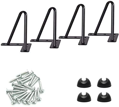 Drenky Hairpin Legs 15 cm Hoch, 4 Stück Möbelfüße Metall Schwarz Haarnadel Tischbeine 2-Stange Beine für Möbel Möbelbeine Kommodenfüße Mit Bodenschoner Und Schrauben Für Diy Möbel Projekt