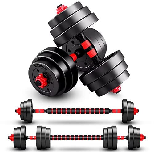 BCBIG Hanteln Set 2in1,verstellbar Kurzhanteln & Langhanteln,Hantelset mit Verbindungsstahlrohr Gewichten Workout Fitness Training Übungsmöglichkeiten für Männer & Frauen,44 lbs (22lbs*2pcs)