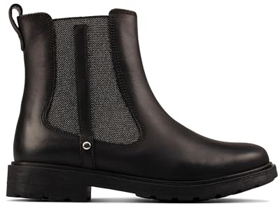 Clarks Astrol Orin K Childrens Black Leather, 4
