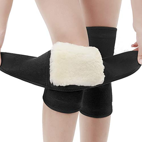 TINAYAUE Genouillères Chaud en Laine Epaisse Genouillères Elastique Velcro Unisexe Protection Genou Respirant Soutien de Genou pour Arthrite Douleur au Ménisque Danse Yoga Volleybal