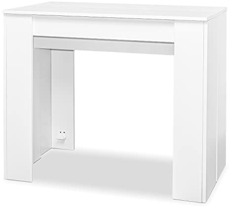 FRANKYSTAR Fortino - Tavolo consolle estendibile da 50 a 250 cm tavolo allungabile tavolo a scomparsa. Design moderno con finitura bianco. Fino a 12 posti.