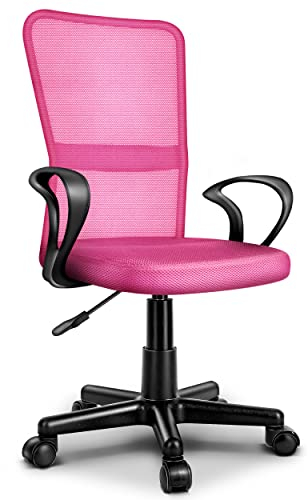 TRESKO Bürostuhl Schreibtischstuhl Drehstuhl, mit Armlehnen & Kunststoff-Leichtlaufrollen, stufenlos höhenverstellbar, gepolsterte Sitzfläche, ergonomische Passform, Lift SGS-geprüft