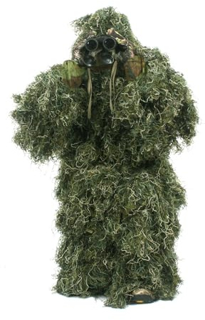 AUSCAMOTEK Camouflage Ghillie Suit for Outdoor Activities – Ideal for Users Under 4'8 Tall, Lightweight 5-in-1 Set for Hunting, Airsoft, and Halloween