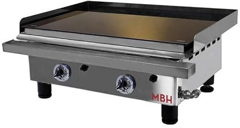 MBH - Plancha vitrocerámica a gas profesional 60 cm para hostelería. Fry top de asar VITRO GAS para cocina industrial de bar y restaurante.