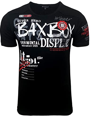 SUBLIMINAL MODE BX147 - Camiseta para hombre con cuello redondo y estampado único de moda y vintage, Negro, XL