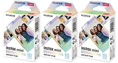 Fujifilm Instax Mini Meerjungfrauenschwanz-Folie, Glitzerstile (10 Belichtungen) 3er-Pack Bundle (3 Stück)