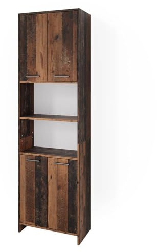 Vicco Badschrank Maris, Eiche rustikal, 56.1 x 190 cm | zur Aufbewahrung von Badutensilien und höhenverstellbaren Böden