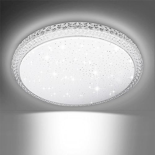 EXTRASTAR 24W LED Ceiling Light, 2500LM Super Bright, 152W Equivalent, 6500K Daylight Glaze Star Point Style Round Modern Ceiling Lights for Living Room, Bedroom, Kitchen and More, Ø 390mm