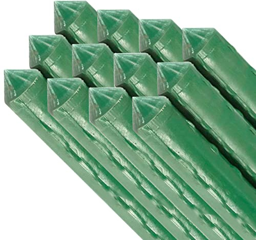 Tradineur - Pack de 12 tutores de Acero plastificado para Plantas de Ø 1,10 x 180 cm, Ideal para el Cuidado del jardín. Varillas para el Cuidado de Plantas y arboles (Color Verde)