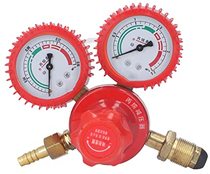 EVTSCan Justerbar Propanregulator Med Dubbla Skalor Med 0 Till 2,5 Mpa, För Propangastankcylinder, För Husbil, Grill, Läger, Matlagning Utomhus