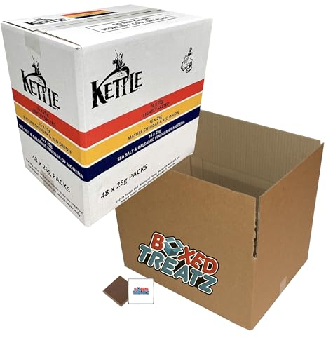 Kettle Hand Cooked Potato Chips Take Home Variety Box 48 x 25g KETTLE Chips Mixed Pack Of 48 Gluten Free 100% Real Food Ingredients Boxed Treatz