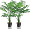 Lighterday Juego de 2 plantas artificiales artificiales decorativas para interiores, palmeras artificiales, plantas altas de plástico para oficina, hogar, decoración interior y exterior (2 macetas de