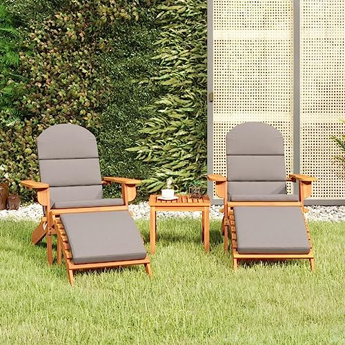 Festnight Adirondack Stuhl Holz Adirondack Stuhl klappbar Adirondack gartensessel Gartenstuhl Holz Relaxsessel Gartenstuhl Balkonstuhl Gartenliege Massivholz Akazie-Grau-2-2x Stuhl + Tisch