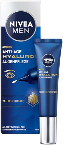 NIVEA MEN Anti-Age Hyaluron - Crema per occhi rassodante contro rughe e occhiaie, idratante per gli occhi con acido ialuronico (15 ml)