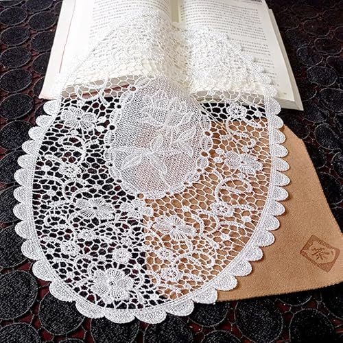 4 Stück Bestickte Tischmatte, 41*31cm Platzsets Spitze ovale Tischdecke mit Blumenmuster Spitzendeckchen Häkeldeckchen Vintage-Tassenmatte, Vasenmatte Untersetzer für Küche,Esszimmer,Party,Hochzeit