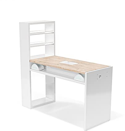 Professioneller Nageltisch mit Nagelabsaugung, Set für Nagelmodellage, 124 x 73 x 50 cm, 120 cm, Modell Worker Plus (Sherwood + Sauger 300)