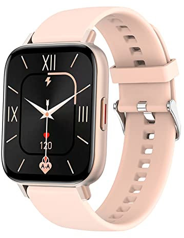 QESTO Kmccd - Reloj inteligente Bluetooth para hombre y mujer, pantalla táctil de 1.69 pulgadas, resistente al agua, IP68, llamada Bluetooth, con monitor de frecuencia cardíaca, presión arterial,
