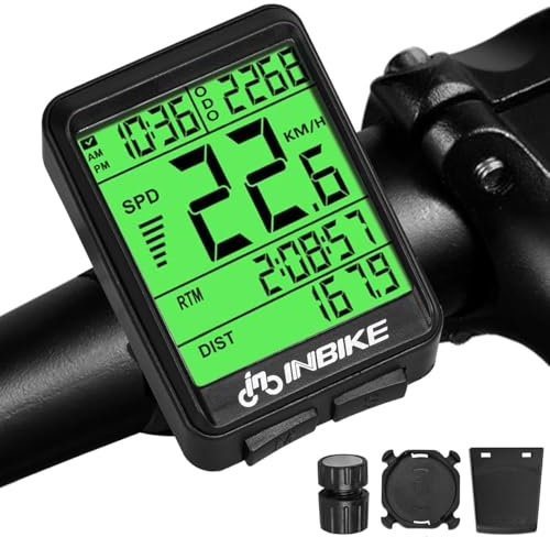 Bike Computer Wireless Speedometer Waterproof IPX7 with LCD Backlight Bicycle Odometer LCD Screen and Automatic Sleep Function Cycling Computer Universal for Children and Adults