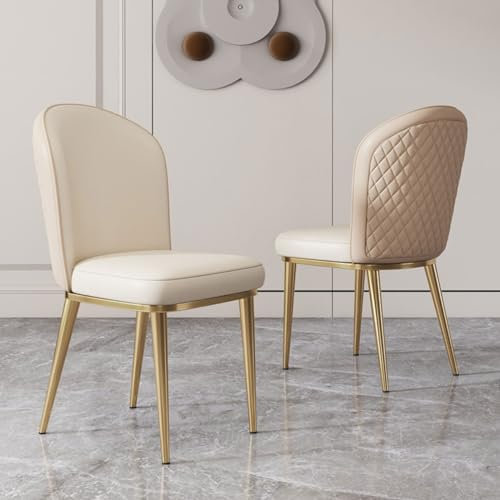 4-teiliges Esszimmer-Set, Küchenthekenstuhl, Lounge-Eckstuhl, lässiges Sitzen, Empfangsstuhl aus weißem Leder, mit Rückenlehne und gepolstertem Sitz