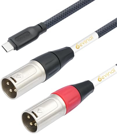 Devinal Cable de audio USB C a XLR doble, adaptador convertidor de cable estéreo de salida USB tipo C a XLR macho para amplificador, altavoz, consola mezcladora, etc. 3.3 pies