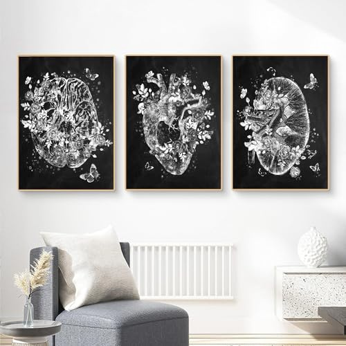 KAIDAARTLH Poster astratto, anatomia, organi, cuore, cervello, studio medico, stampa artistica da parete, per ospedale, clinica, decorazione senza cornice(A,3x40x60cm)