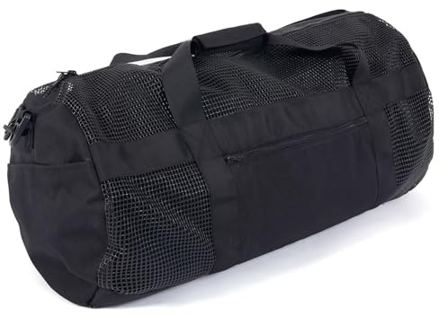 Heavy Duty Large Scuba Gear Mesh Bag with Zipper, Diving and Snorkeling Gear Mesh Duffle Bag, Mesh Travel Duffel Bag, Mesh Beach Gear Bag (With Pocket, 40-inch)