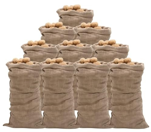 SKM Sacos de Yute 10 Unidades 65x135 cm 100% Yute 220 g/m²,Maletas y Bolsos de Viaje,Marrón,155780