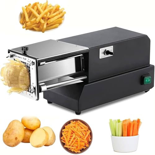 Elektrischer Pommes Frites Schneider,Professioneller Pommesschneider Elektrisch Kartoffelschneider mit 8mm/10mm/12mm Klinge,Black