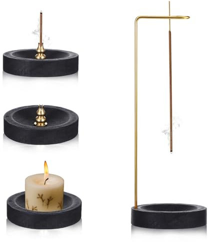 AOZUO 2-in-1Räucherstäbchen Halter, Räucherstäbchen Halterung Holz Räucherstäbchenhalter Räucherkegel Halter Stick Burner Räuchergefäß Incense Holder Für Home Office Decor Yoga Meditation(Schwarz)