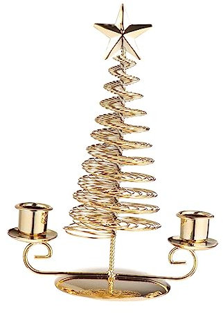 ABOOFAN Luxus Gold Metall Weihnachten Baum Kerzenhalter Doppel Gekippt Leuchter Weihnachten Dekorative Für Wohnzimmer