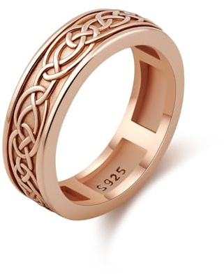 Antiansiedad Spinner Anillos de Plata de Ley 925 Celtic Roller Ring Fidget Band Ring para el estrés Giratorio Joyería para Mujer