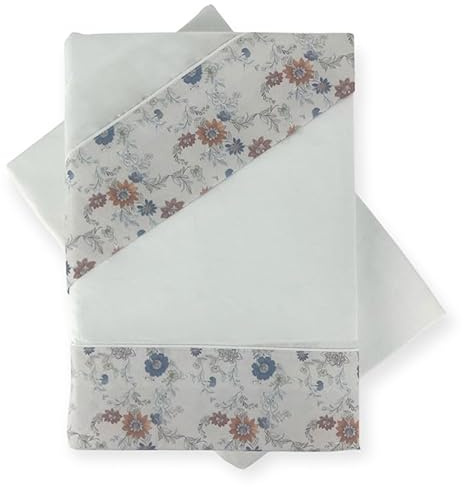 Rufino Díaz Juego Sábanas 3 Piezas Aplique Dalia (Blanco - 105 cm) - Taco Extra Suave - para una sensación acogedora y de Confort