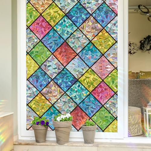 Sichtschutzfolie Fenster 55 x 290 cm, Selbsthaftend Blickdicht, Wärmereflektion Hitzeabweisend, Gegen Hitze, Folie Privatsphäre Tönungsfolie, Diamant