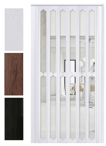 Durchsichtige Falttür – leicht zu verschiebender Raumteiler für Küche, Wäscheschrank, robuste Kunststoff-Inneneinteilung, 112 x 203 cm