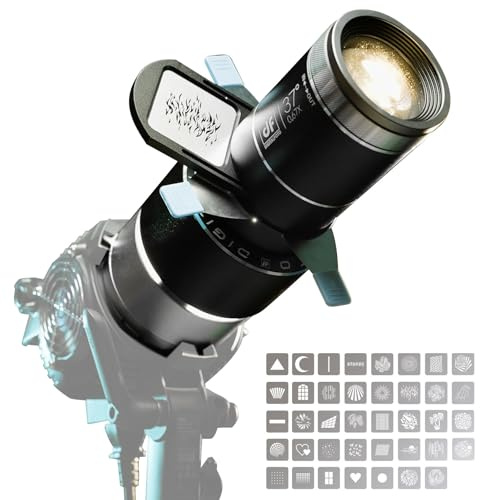 DF DIGITALFOTO Proiettore ottico Snoot Bowens Mount Gobo, con 39 Gobos, attacco di proiezione per faretto fotografico, compatibile con Aputure Amaran 100X/D 200D/X, Godox SL60, Nanlite FS150B
