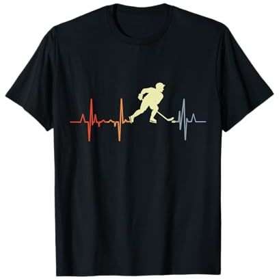 Retro Inline Hockey Puls Linie Vintage Kardiogramm T-Shirt