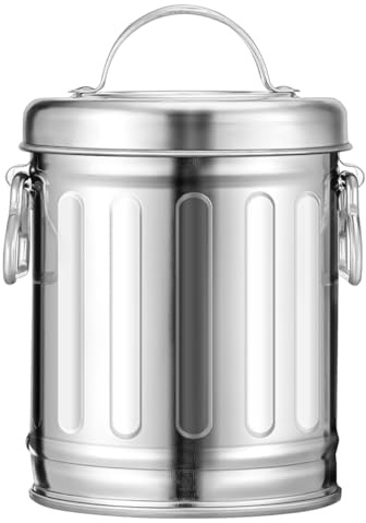 PRETYZOOM Galvanized Metal Ashtray Bucket with Lid Vintage Iron Bucket Ashtray for Cigarette Butts Desktop Wastebasket Small Tabletop Trash can for Home Office Kitchen Bedside 5.71 X 3.94 X 3.94 in