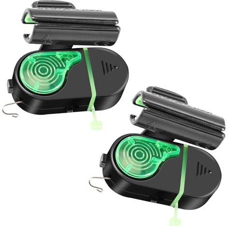 Editbar 2 Stück Automatischer Bissanzeiger – Elektronischer Angelbissmelder mit LED-Licht und Alarm für Nachtangeln & Tagangeln, Sensitiver Fisch Bissanzeiger für Meeresangeln & Karpfenangeln(Schwarz)