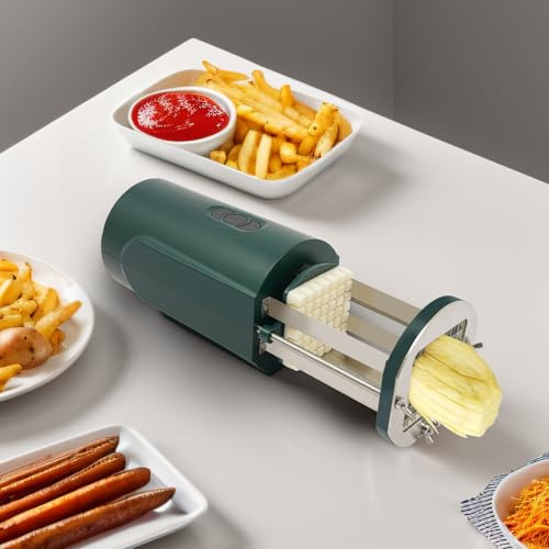 GIDRLL Elektrischer Pommes Frites Schneider aus Edelstahl, multifunktionaler Kartoffelschneider und Gemüseschneider mit 12 & 8 mm Klingen, für Kartoffeln, Karotten, Gurken