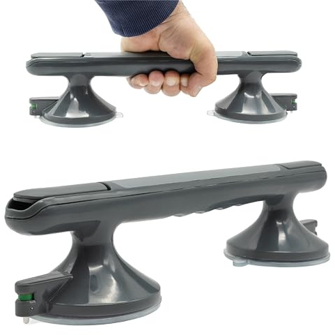 3KINGSHOME Maniglia Doccia Anziani, Maniglione Bagno Disabili A Ventosa Con Doppia Sicura grigia