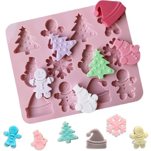 Stampo in Silicone per Natale Stampo per Dolci in Silicone 12 Cavità Stampi Silicone Natale Stampo per Sapone di Natale per Torte Cioccolato Biscotti Caramelle Gelatina