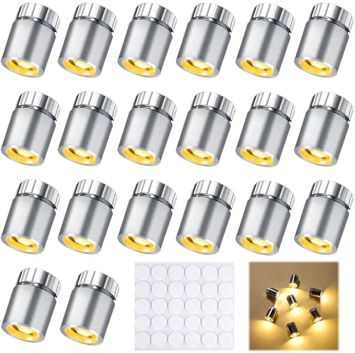 Joycabin 20 Stück Mini LED Leuchten für Puppenhäuser,Warmweiß | Austauschbare Batterie Mini-LED-Leuchten für Puppenhäuser, Vitrinen,Miniaturmodelle und Klemmbaustein-Projekte, ideal für DIY